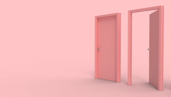 Double Door Pink Color Minimal idea space room and creative Background – 3d rendering