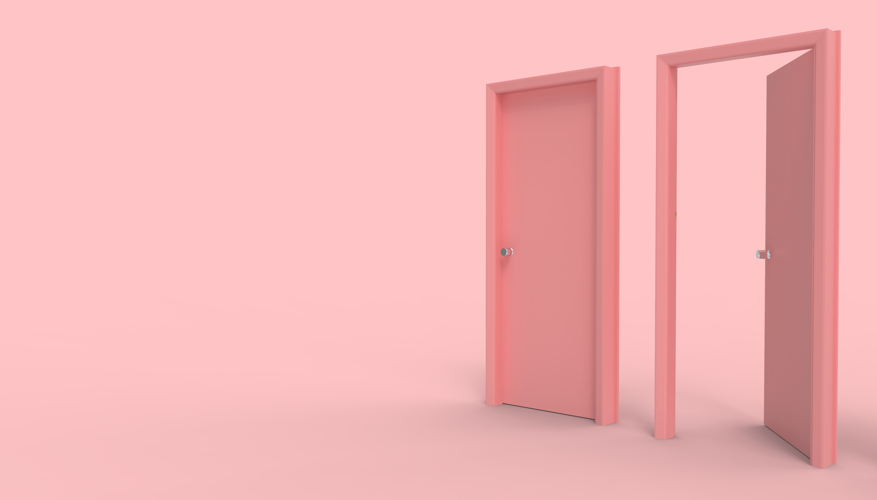 Double Door Pink Color Minimal idea space room and creative Background – 3d rendering